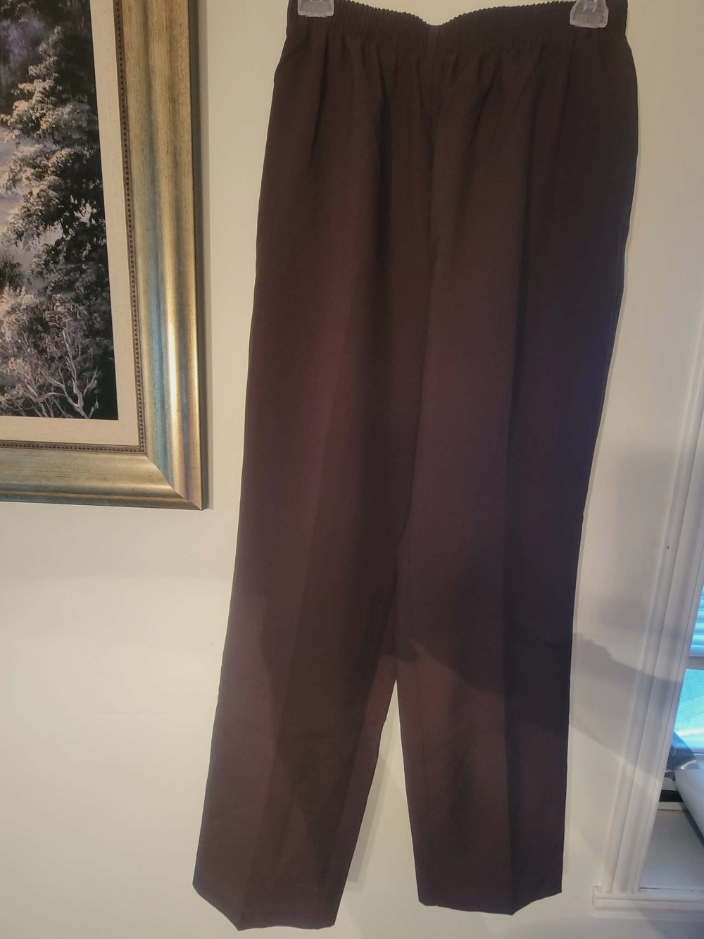 Alia Brown Ribbed Waist Straight Pants